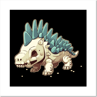 Scary Chibi Stegosaurus Isometric Dinosaur monster Posters and Art